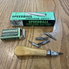 Vintage No. 1 Speedball Linoleum Cutter Tool w/ 5 Blades Original Box