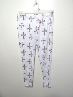 New One Blonde One Brunette Legging Size 1X Woman/Juniors White  Crosses Goth