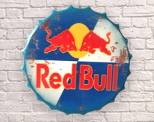 Insegna da parete in metallo bottiglia Red Bull bere birra retrò espositore bar arte 30 cm 