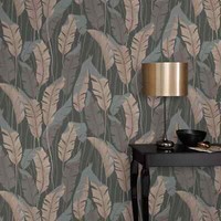 Vliestapete Dschungel Motiv PalmbläTter Grau Creme Metallic 10344-47 (3,37€/1Qm)