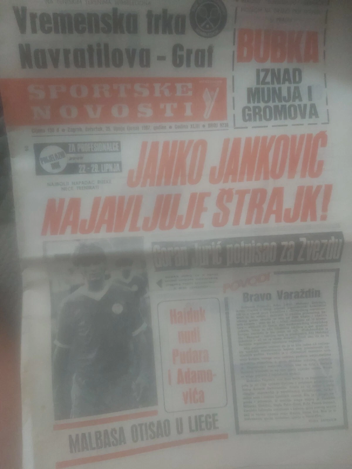SPORTSKE NOVOSTI EX YU MAGAZINE JANKO JANKOVIĆ FC RIJEKA 1987 YEAR RARE - Picture 1 of 4