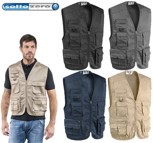 Gilet da Lavoro Multitasche Smanicato Uomo Pesca Caccia in Cotone  Poliestere SC | eBay