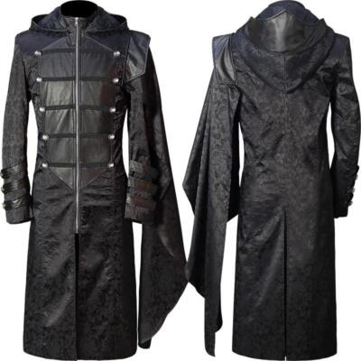 Men's Stand Collar Jacket Zip Cloak Coat Steampunk Gothic Retro Occident Casual