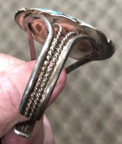 Navajo Indian Turquoise Bracelet Sterling Silver - M. Thomas Jr. WATCH THE VIDEO - Picture 4 of 8