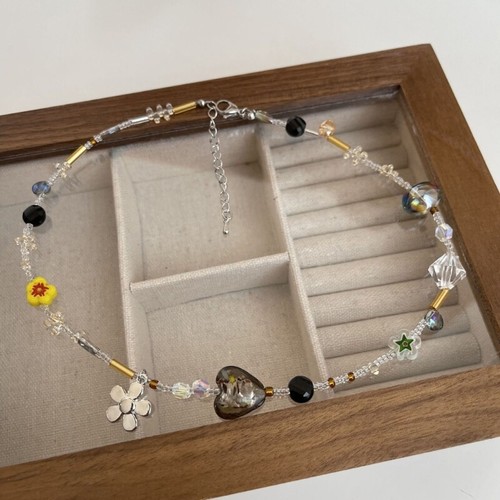 Crystal Beaded Choker Necklace Adjustable Chain Birthday Gifts Dainty Acrylic - Picture 6 of 8