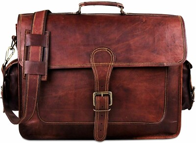 New Vintage Men Genuine Leather Satchel Shoulder Laptop Bag Messenger Briefcase