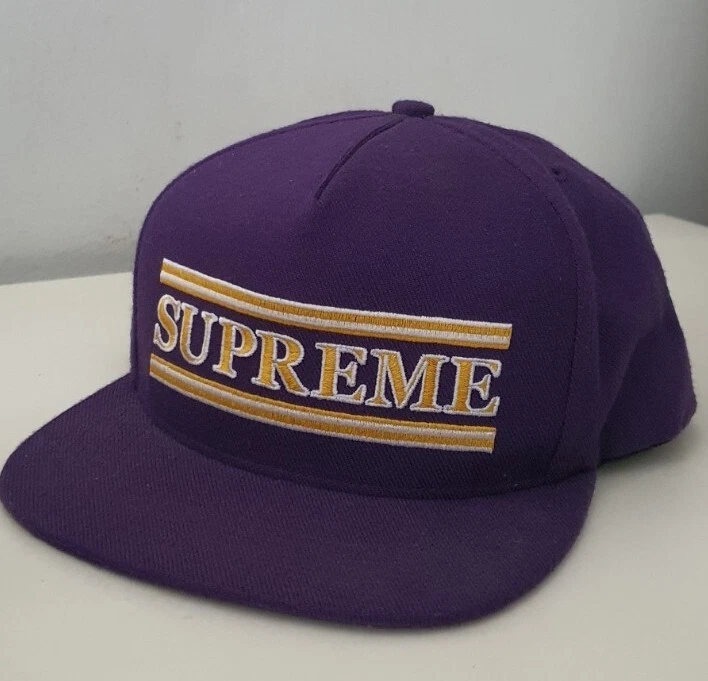 FW15 Supreme Streifen 5 panel Lila Kappe Hut
