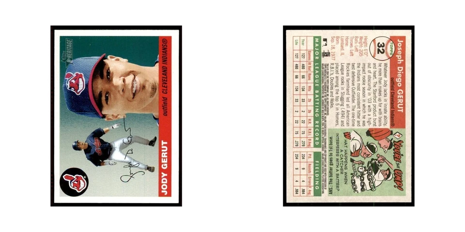2004 Topps Heritage Jody Gerut Indians #32 - Image 3 of 3