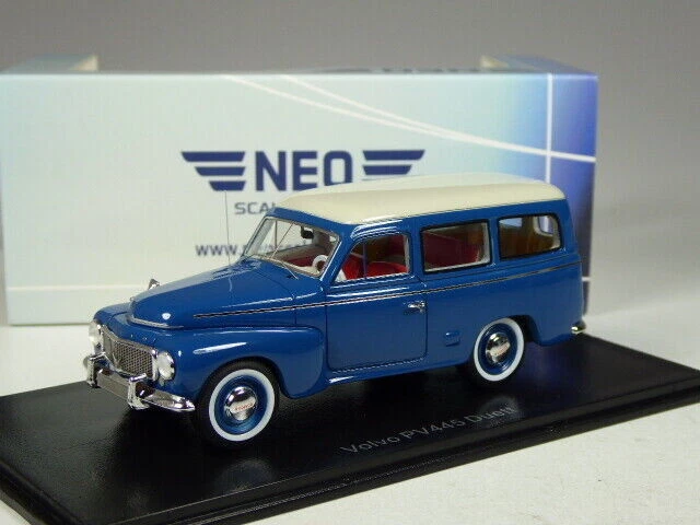 Neo Scale 43640 – Volvo PV445 Duett Bleu/gris 1956, Miniature 1/43