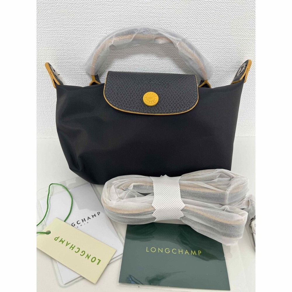 Longchamp Tote Shoulder Bag Pliage Xs Mini Black Yellow