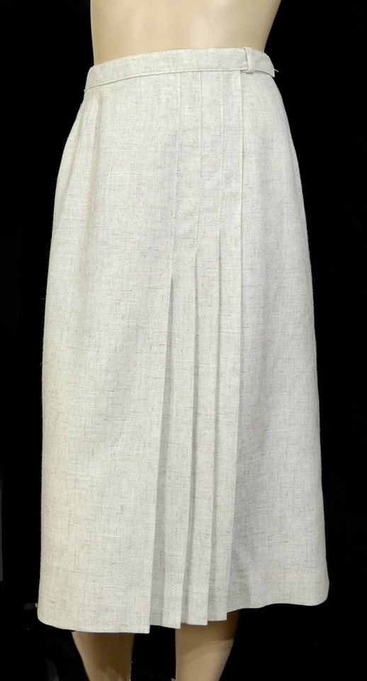Falda midi vintage años 70 Rockabilly Evan picónica plisada de lino envolvente S Foto 4 de 4
