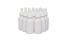 White Coated Boston Round Glass bottles White Dropper Cap 1 oz / 30 ml 12 Pack