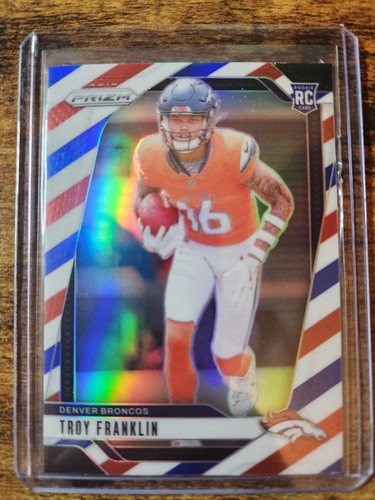 2024 Panini Prizm Troy Franklin Red White Blue Prizm Rookie RC #393 Broncos
