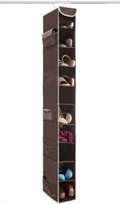 ZOBER Hanging Shoe Organizer for Closet, 10 Shelves - Rack Brown
