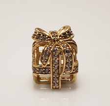 Pandora 14k Yellow Gold All Wrapped Up CZ Bea...