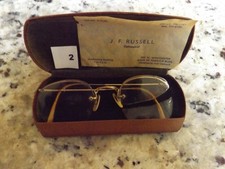 ANTIQUE 12kg Metal Vintage Rimless Glasses  Simulated Leather Case