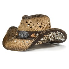 Cowboy Hats for Women and Men Straw Western Hat Small-Medium Brunette
