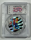 1 oz Colorized Sunshine America250 July 4 1776 Silver Round (New, Acrylic Slab)