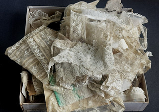 Antique LACE TRIM Sewing Box Lot