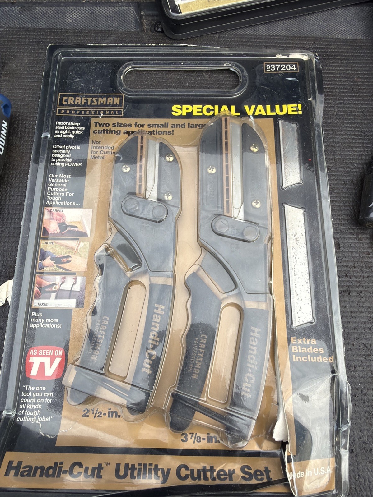 Sears Craftsman USA Nos 2pc Handi Cut Utility Cutter 37204 2.5&rdquo; & 3-7/8&rdquo;