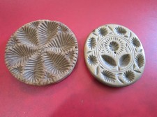 2 Antique Early 1800s PENN. Hand Carved - FOLK ART - WOOD - BUTTER STAMPS #3