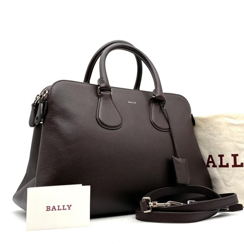 BALLY Barkley 2Way Leather Handbag Shoulder Bag Bordeaux Brown Silver