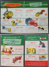RARE Vtg 1957 DEALER Ad   James Industries Slinky Toy Dog Handcar Seal Bucko 