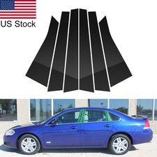 6pcs Glossy Piano Black Pillar Posts Door Trim Covers For 06-13 Chevrolet Impala