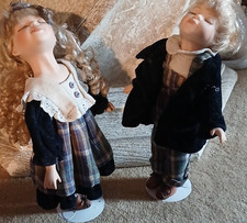 Porcelain Dolls Lot of 2 Blonde Curly Hair Ma...