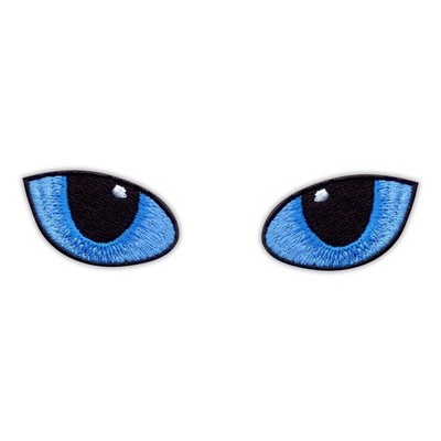 Katzenaugen blau - nachts Aufnäher/Abzeichen bestickt
