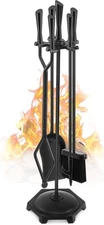 Gtongoko 5 Pcs Fireplace Tools Set 32" Black Wrought Iron Large Fire 