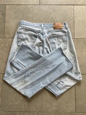 Vintage 501 XX Levis Faded Stone Wash Distressed Denim Jeans 36x36 Shrink To Fit