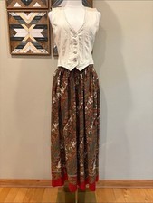 Vintage Ralph Lauren 80s / 90s Bohemian Paisley Gathered Maxi Skirt size 12
