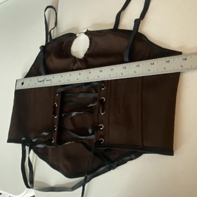 Bustier Corset Top Women Medium Brown Overbust Ring Cutout Lace Up Back Goth