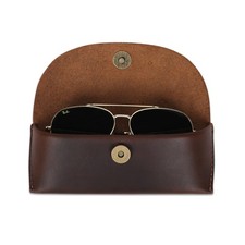 TheAntiq Brown Leather Sunglasses Case - Standard sunglasses, Chocolate