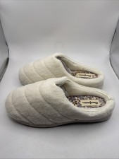 Dearfoams Women's Cream Indoor/Outdoor Slippers Large US 9-10 UK 7-8 EU 40-41