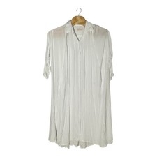 Myrah Penaloza Button Up Dress OS White Gauzy Crinkle Lagenlook Beach Lounge