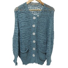 mina perhonen linnut low-gauge cotton knit cardigan, size 38, green Women USED