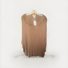 CJ Banks 1X Brown Stretch Scoop Neck Pullover Top New With Tags