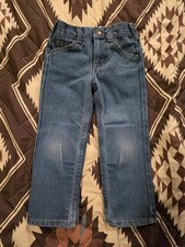 Vintage Sear Perma-Press TODDLER Denim Blue Jeans Size 4 Slim Re-Enforced Knees