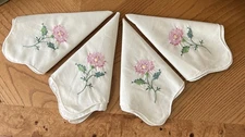 Vintage Dinner Napkins Set of 4 Linen Cross Stitch Embroidery Floral Design