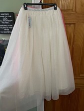 Cat  Jack Girls Tulle Long Skirt off white Multi-layered w/Sparkles 14/16 XL