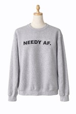 Womens PrettyLittleThing Oversized Sweatshirt Grey Slogan Print Crew Neck UK S *