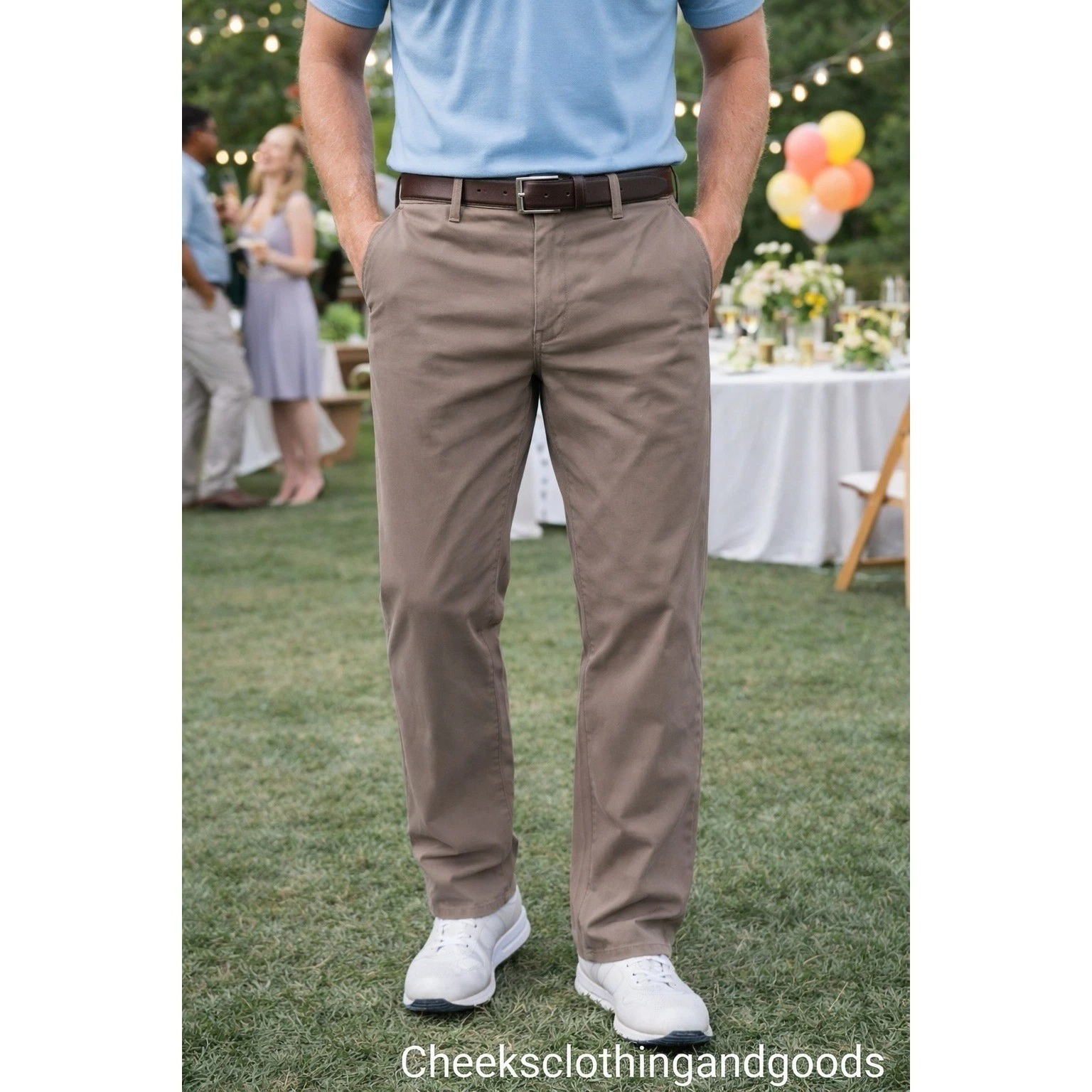 English Laundry Mens 42x32 5-Pocket Tech Pants Taupe Brown Stretch Straight Leg