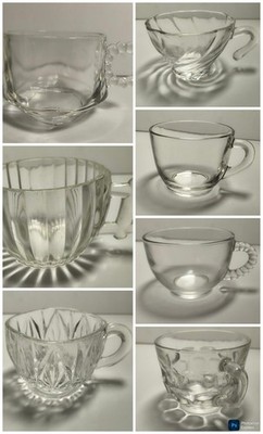 Vintage Clear Glass Punch Cups Federal Hazel Atlas Depression MCM 