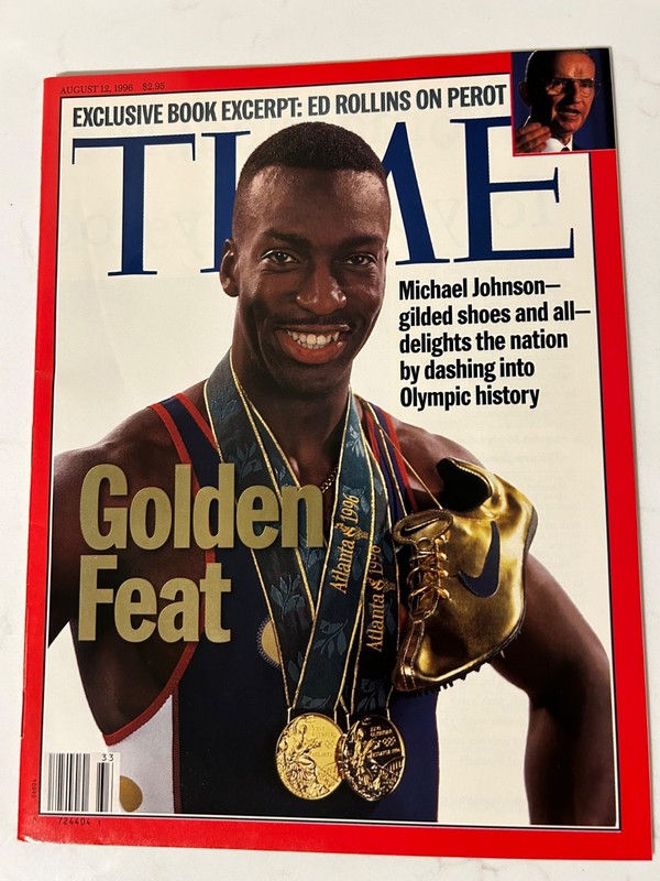 Michael Johnson Golden Feat 1996 Time Magazine Aug 12 Newsstand High Grade