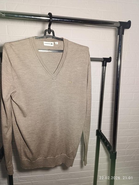 Men Lacoste Sweater Beige Wool M