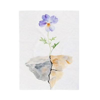 Watercolor Pansy Flower Plush Blanket Floral Botanical Nature Soft Throw Bed