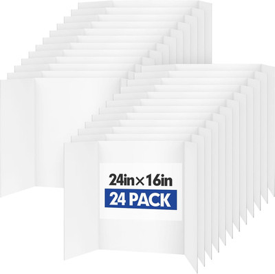 Trifold Poster Board,24 Pack 24'' X 16'' White Corrugated Poster Boards,Display Bo