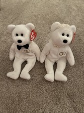 TY 2001 MR. and MRS. BEARS SET BEANIE BABIES - MINT with MINT TAGS